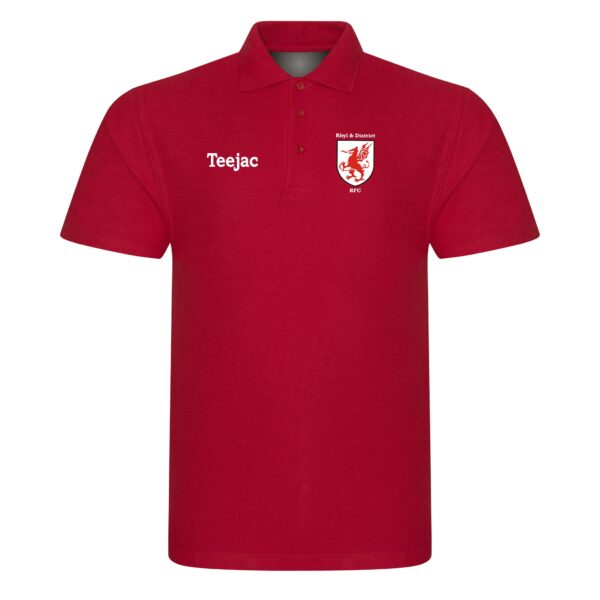 Rhyl RFC Cotton Polo Black or Red - Image 2
