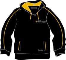 Aberystwyth Uni Hoodie (Black) with piping