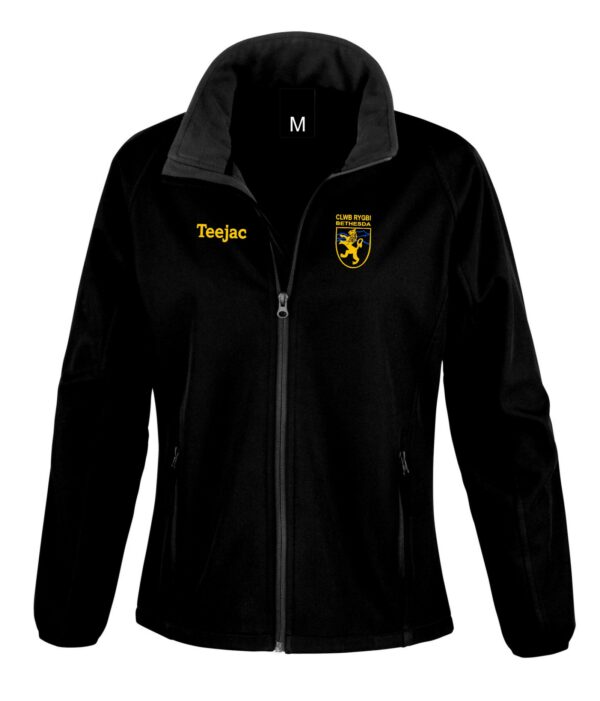 Clwb Rygbi Bethesda Ladies Fit Black Softshell Coat