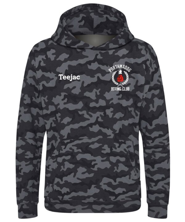 Porthmadog Boxing Club Kids Black Camo Hoody