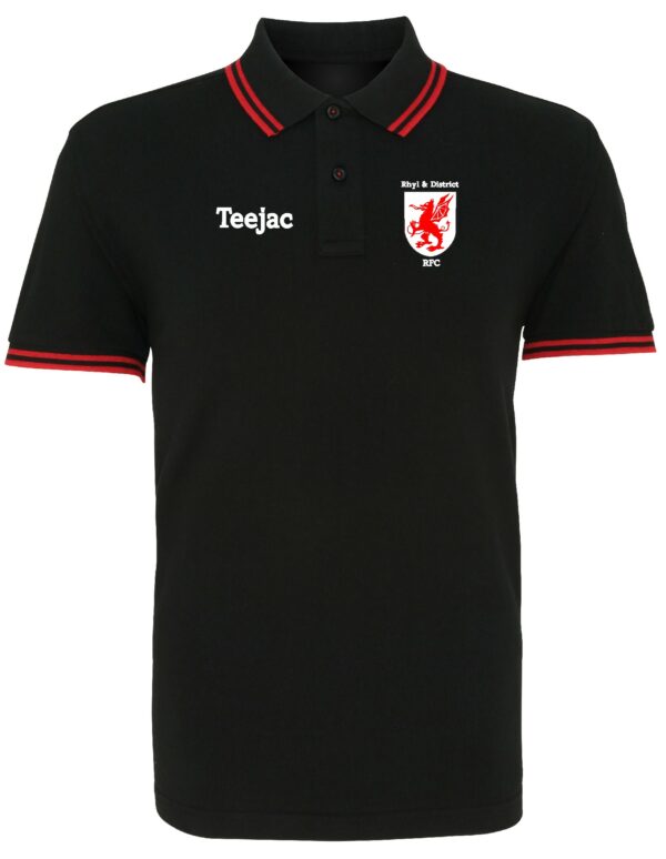 Rhyl RFC Men's Tipped Cotton Polo Black or Red