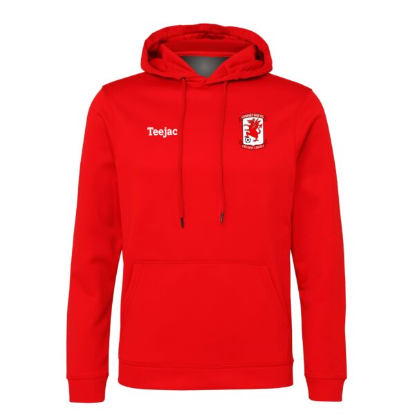 Cemaes Bay FC Sports Hoody Red or Black - Image 2