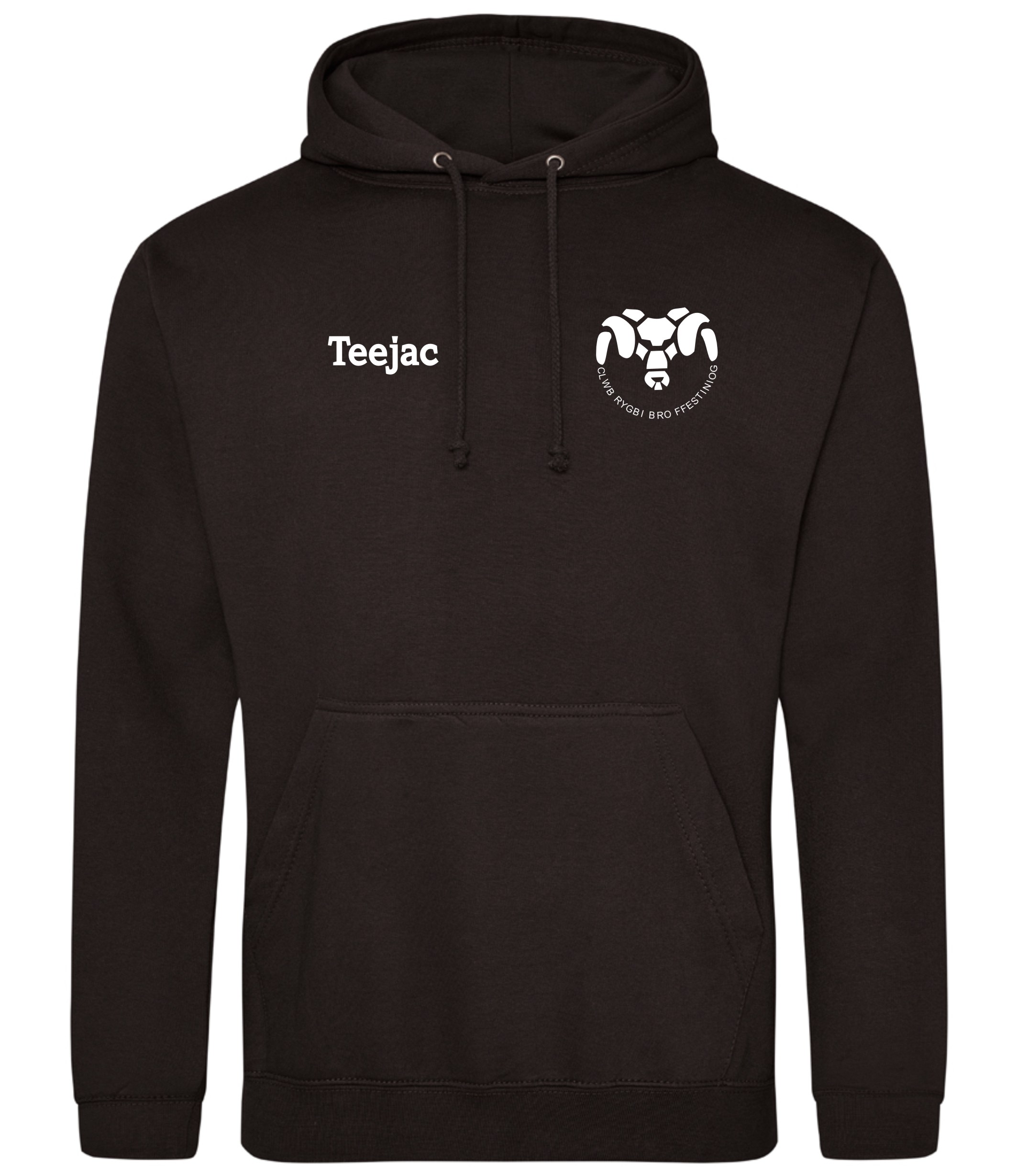 Clwb Rygbi Bro Ffestiniog Classic Hoody Green or Black - Image 2